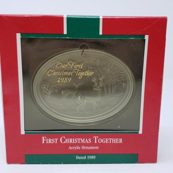 1989 Hallmark First Christmas Together Acrylic Holiday Ornament - Picture 1 of 5